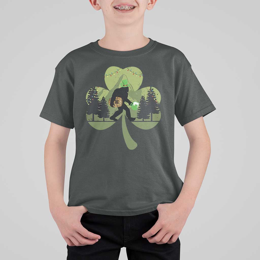 St Patricks Day Bigfoot T Shirt For Kid Sasquatch Irish Beer Lovers Shamrock Clover Leaf