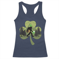 St Patricks Day Bigfoot Racerback Tank Top Sasquatch Irish Beer Lovers Shamrock Clover Leaf