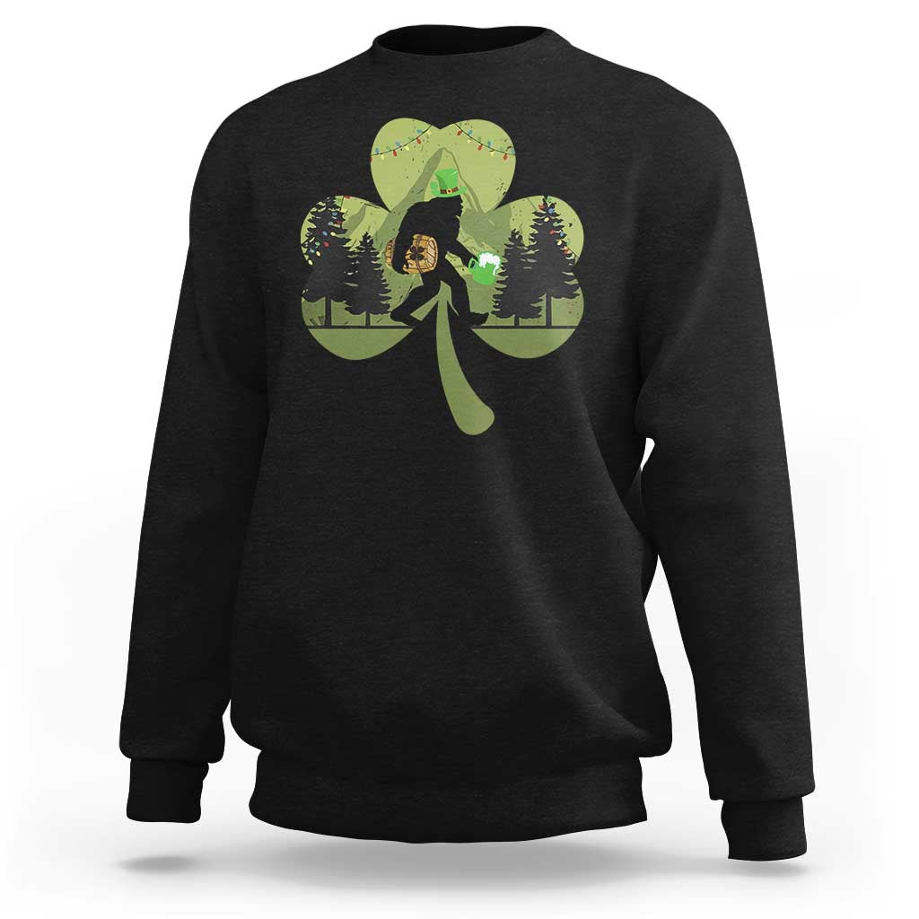 St Patricks Day Bigfoot Sweatshirt Sasquatch Irish Beer Lovers Shamrock Clover Leaf