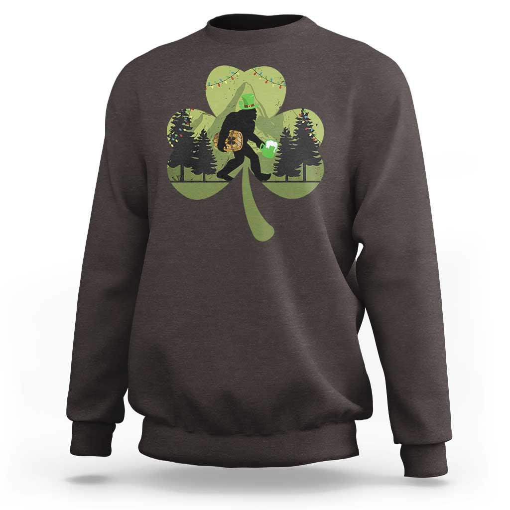 St Patricks Day Bigfoot Sweatshirt Sasquatch Irish Beer Lovers Shamrock Clover Leaf