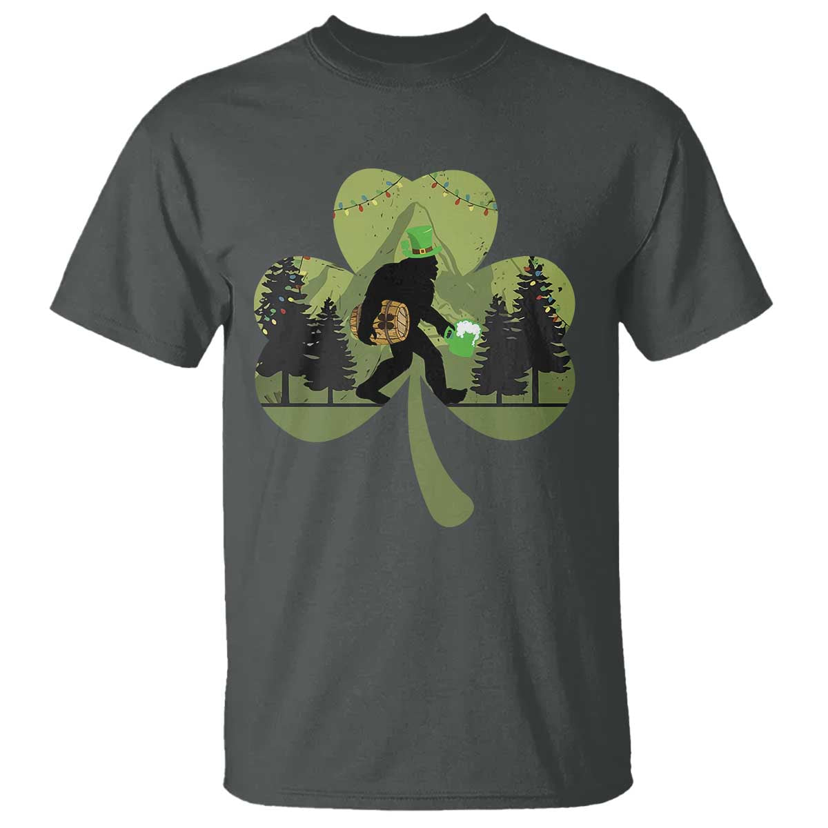 St Patricks Day Bigfoot T Shirt Sasquatch Irish Beer Lovers Shamrock Clover Leaf