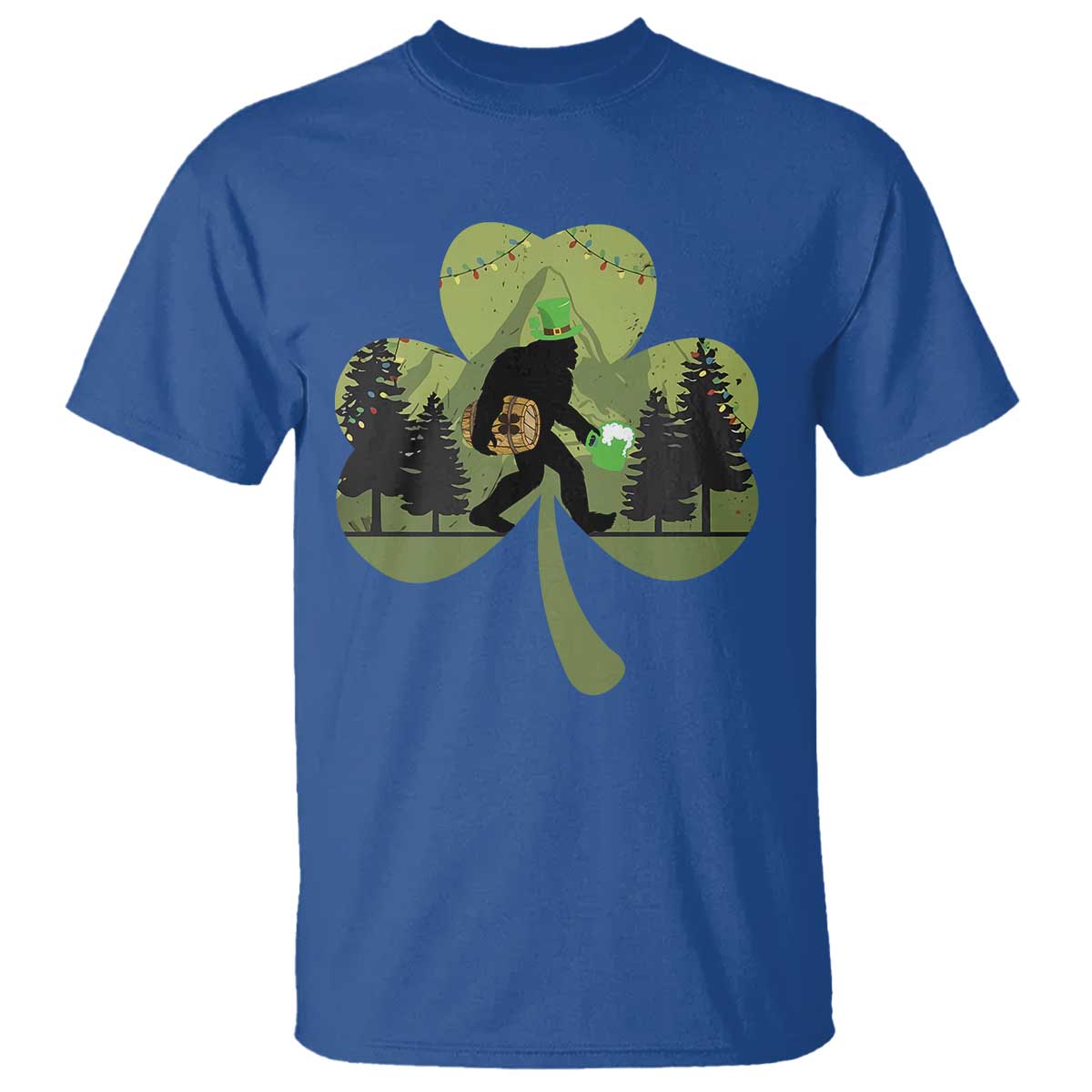 St Patricks Day Bigfoot T Shirt Sasquatch Irish Beer Lovers Shamrock Clover Leaf
