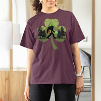 St Patricks Day Bigfoot T Shirt For Women Sasquatch Irish Beer Lovers Shamrock Clover Leaf