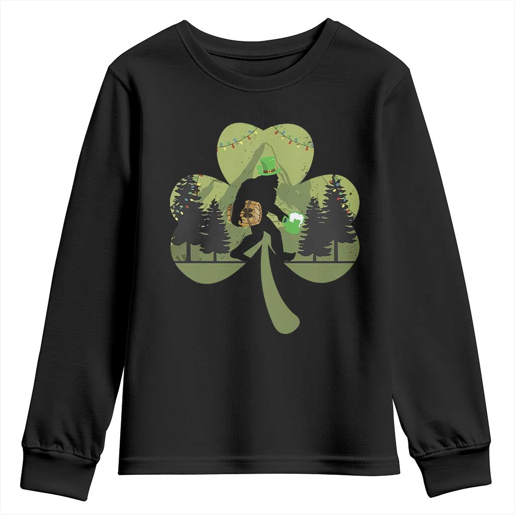 St Patricks Day Bigfoot Youth Sweatshirt Sasquatch Irish Beer Lovers Shamrock Clover Leaf