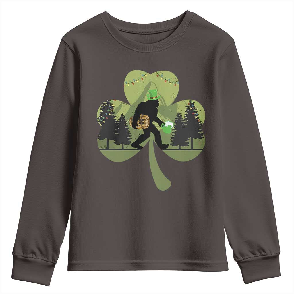St Patricks Day Bigfoot Youth Sweatshirt Sasquatch Irish Beer Lovers Shamrock Clover Leaf