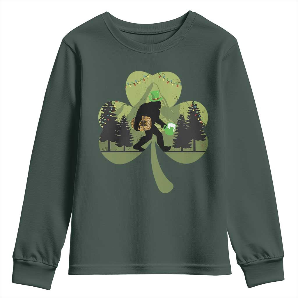 St Patricks Day Bigfoot Youth Sweatshirt Sasquatch Irish Beer Lovers Shamrock Clover Leaf