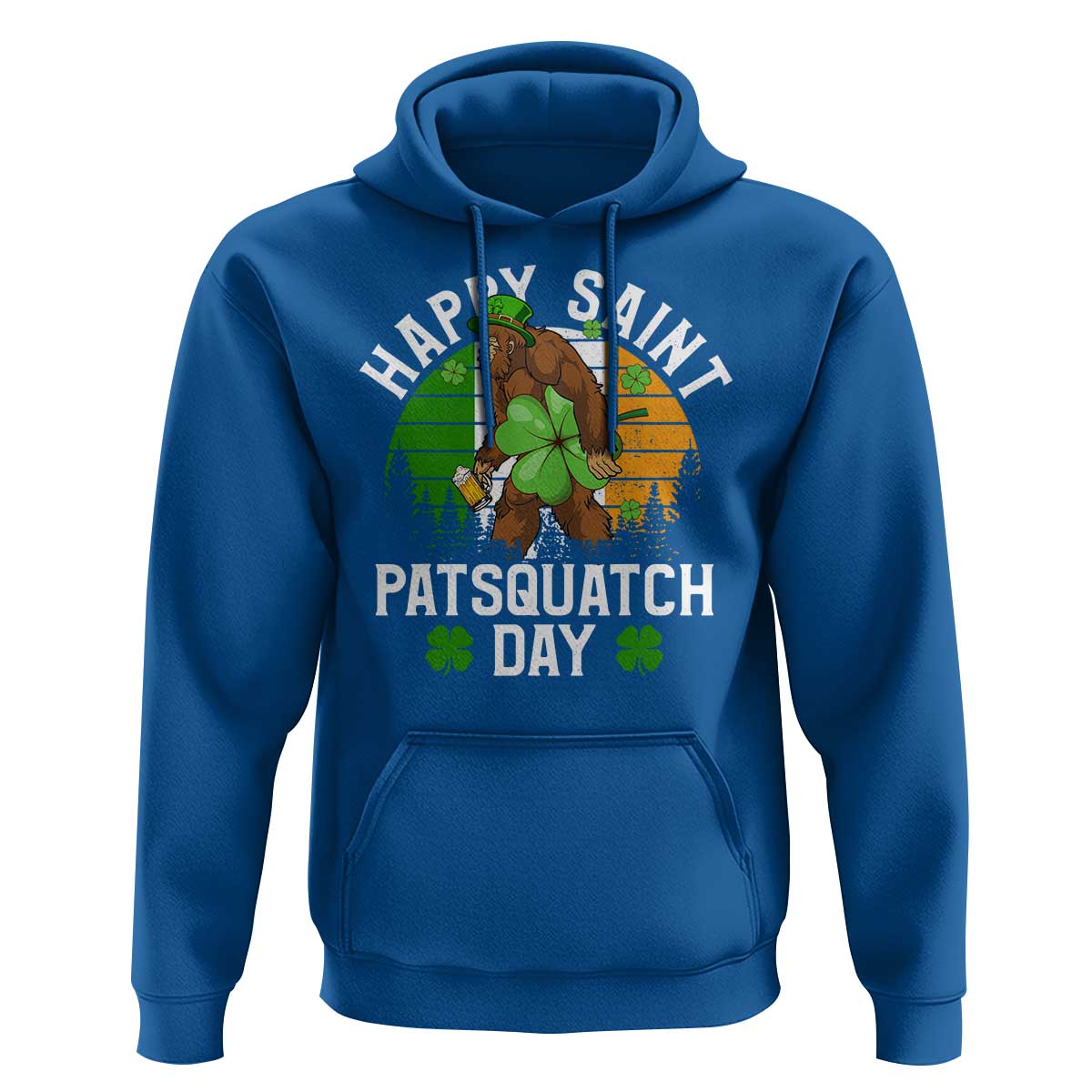 St Patricks Day Bigfoot Hoodie Irish Shamrock Sasquatch Beer Lovers