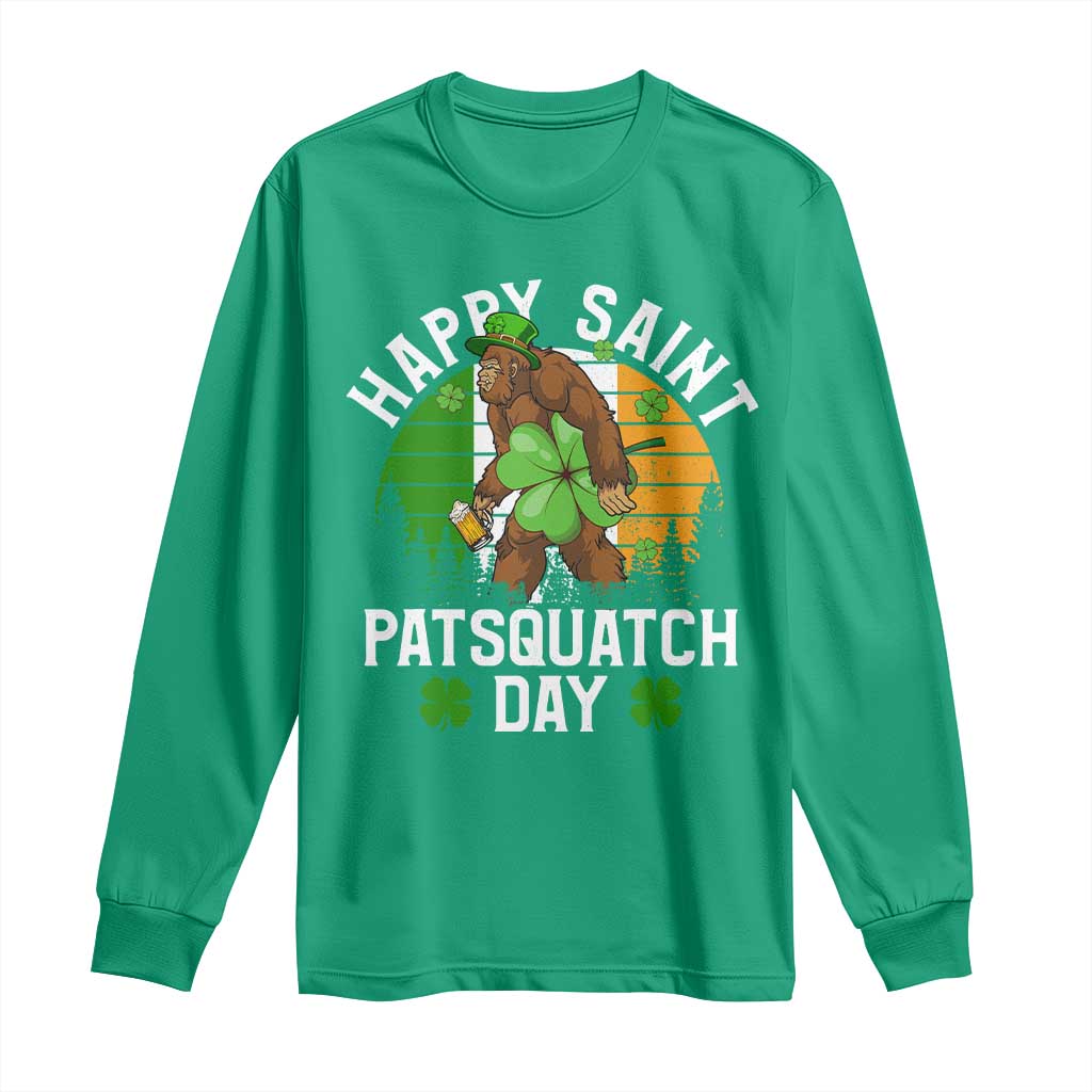 St Patricks Day Bigfoot Long Sleeve Shirt Irish Shamrock Sasquatch Beer Lovers