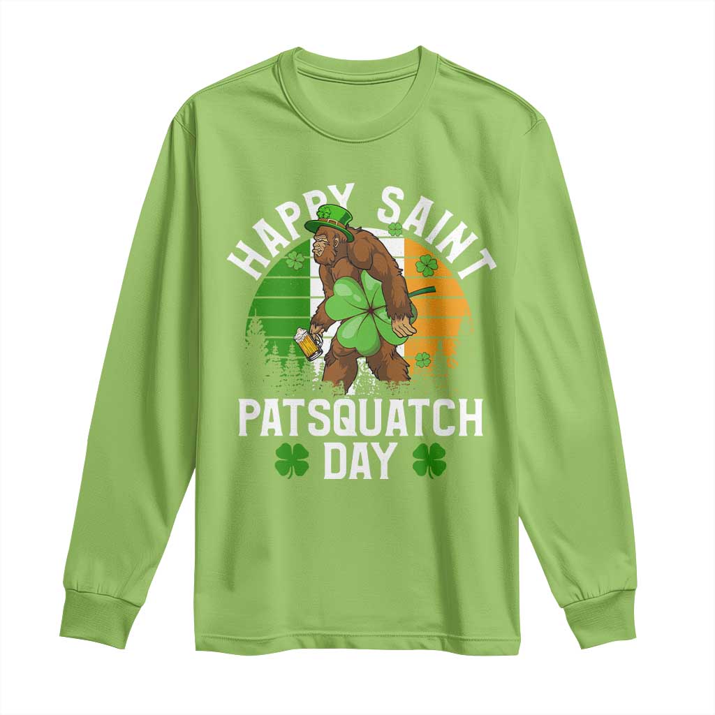 St Patricks Day Bigfoot Long Sleeve Shirt Irish Shamrock Sasquatch Beer Lovers