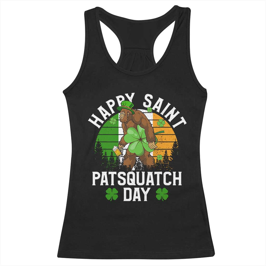 St Patricks Day Bigfoot Racerback Tank Top Irish Shamrock Sasquatch Beer Lovers