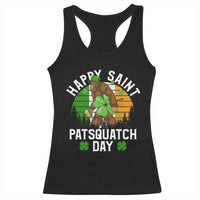 St Patricks Day Bigfoot Racerback Tank Top Irish Shamrock Sasquatch Beer Lovers