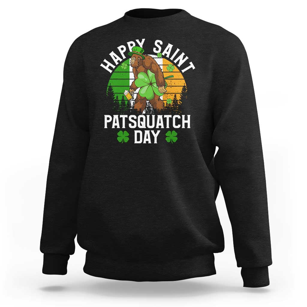 St Patricks Day Bigfoot Sweatshirt Irish Shamrock Sasquatch Beer Lovers