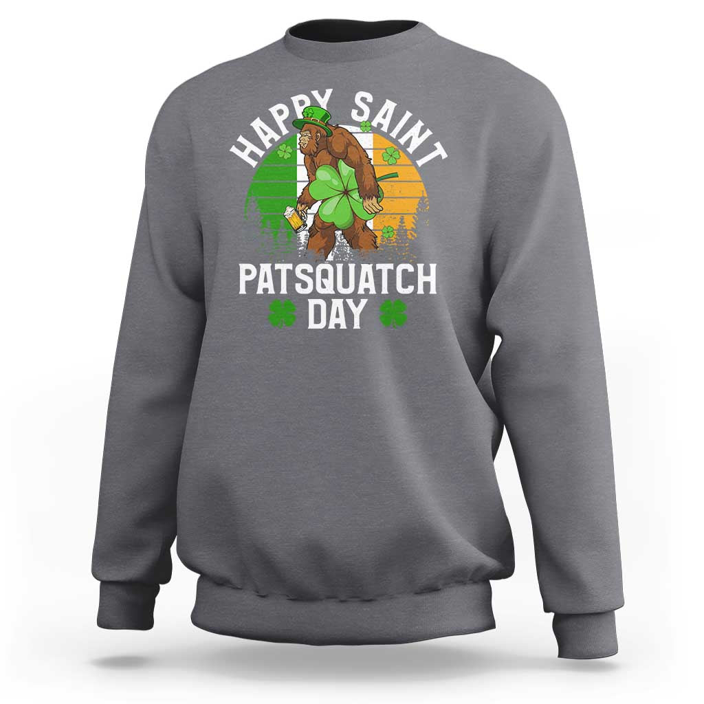 St Patricks Day Bigfoot Sweatshirt Irish Shamrock Sasquatch Beer Lovers