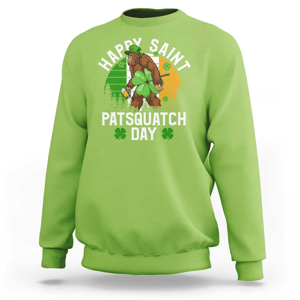 St Patricks Day Bigfoot Sweatshirt Irish Shamrock Sasquatch Beer Lovers