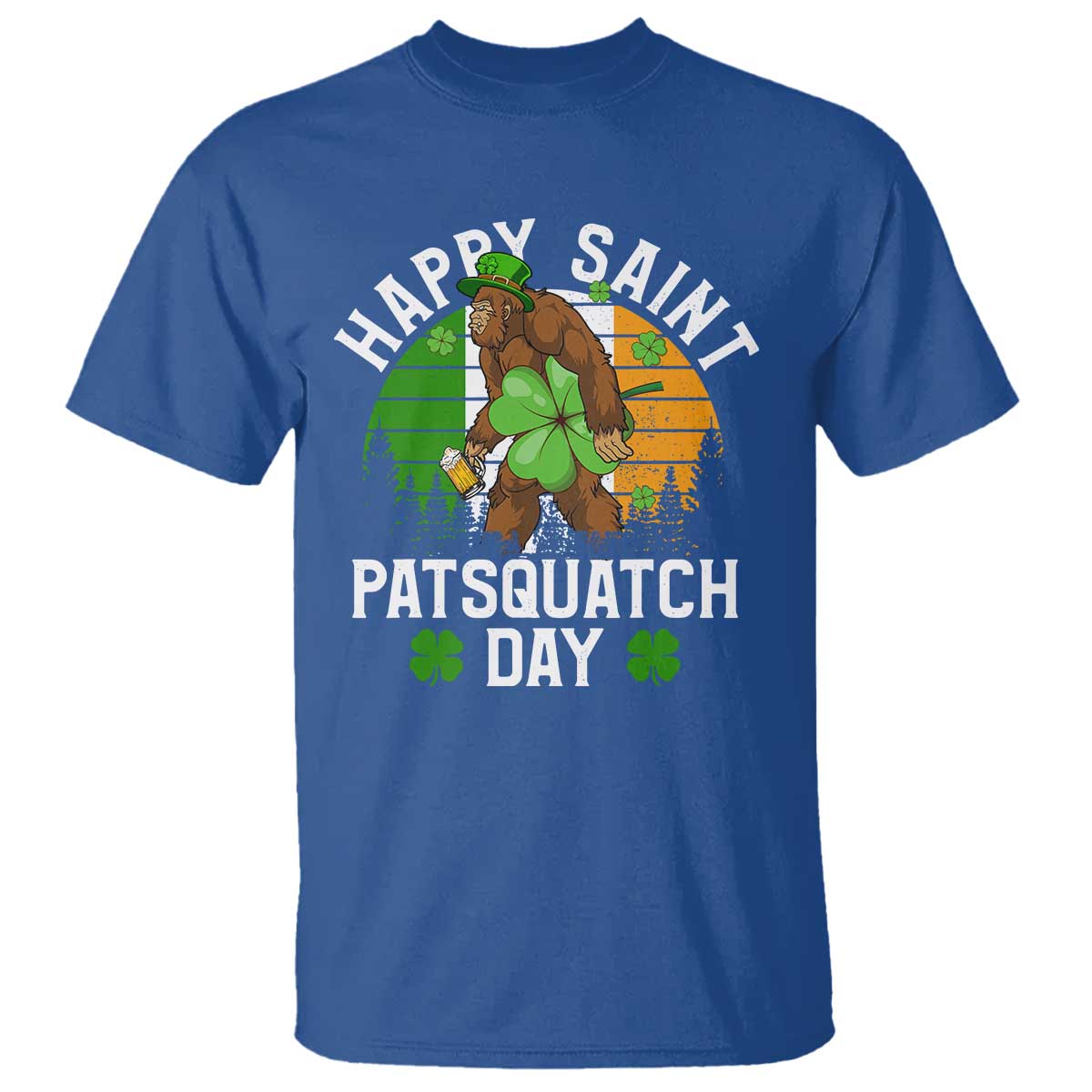 St Patricks Day Bigfoot T Shirt Irish Shamrock Sasquatch Beer Lovers