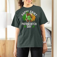 St Patricks Day Bigfoot T Shirt For Women Irish Shamrock Sasquatch Beer Lovers