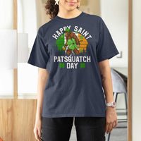 St Patricks Day Bigfoot T Shirt For Women Irish Shamrock Sasquatch Beer Lovers
