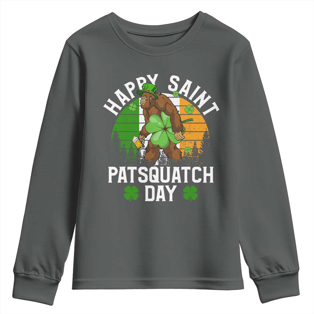 St Patricks Day Bigfoot Youth Sweatshirt Irish Shamrock Sasquatch Beer Lovers