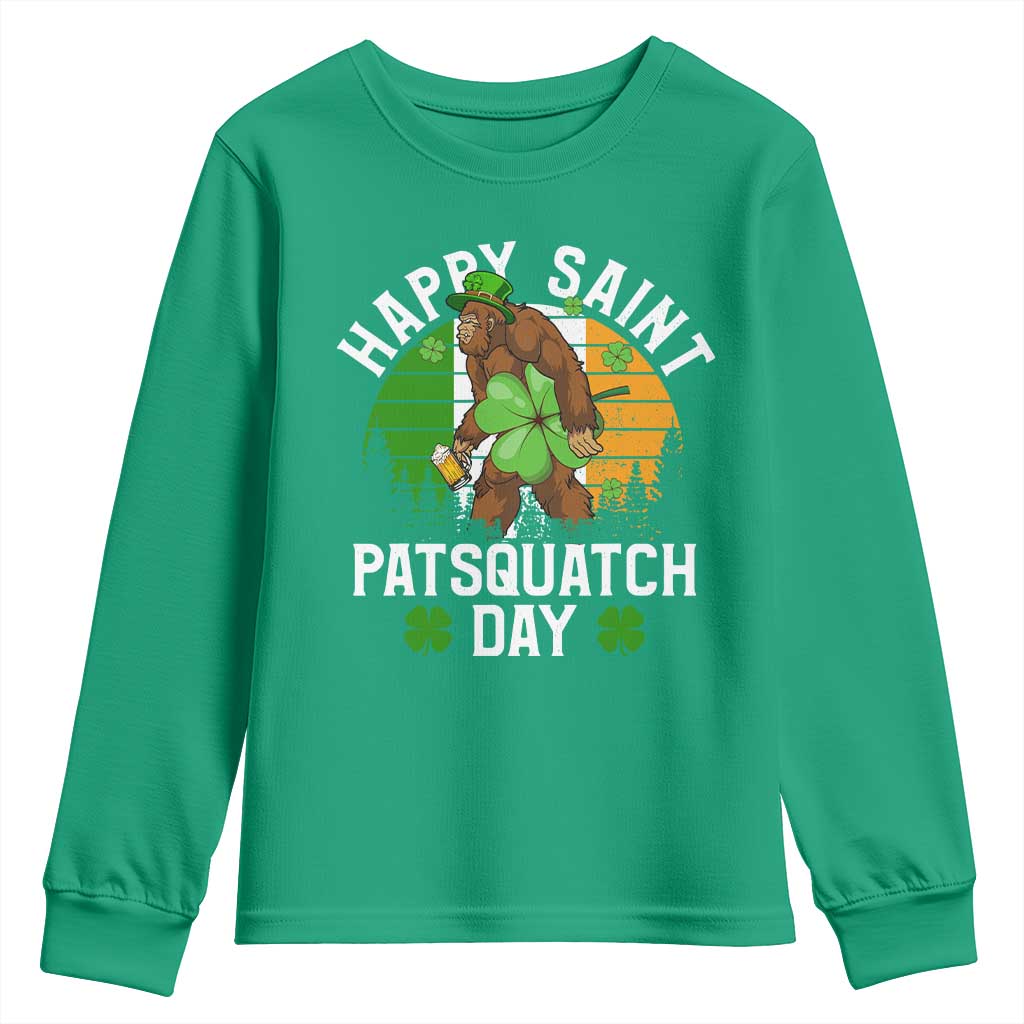 St Patricks Day Bigfoot Youth Sweatshirt Irish Shamrock Sasquatch Beer Lovers
