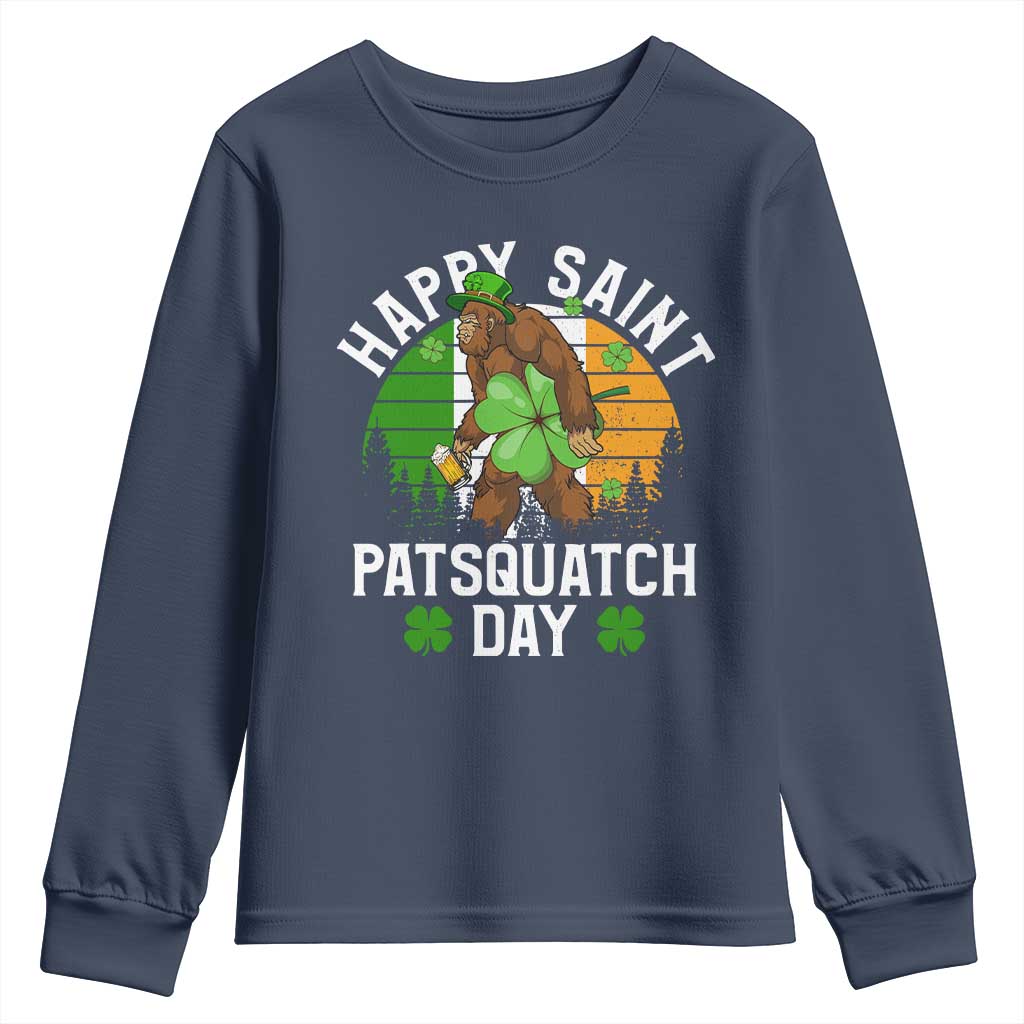 St Patricks Day Bigfoot Youth Sweatshirt Irish Shamrock Sasquatch Beer Lovers
