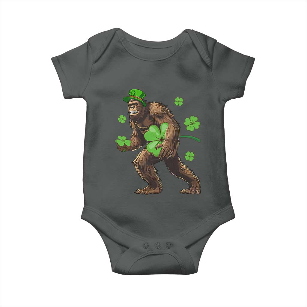 St Patricks Day Bigfoot Baby Onesie Funny Sasquatch Shamrock