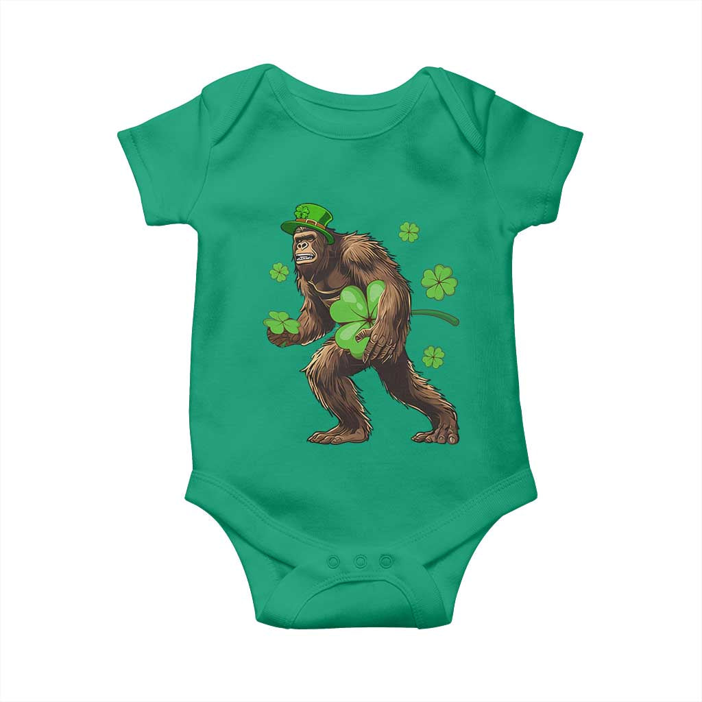St Patricks Day Bigfoot Baby Onesie Funny Sasquatch Shamrock