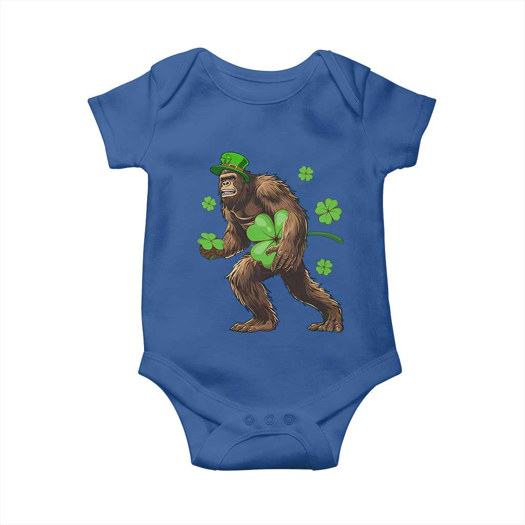St Patricks Day Bigfoot Baby Onesie Funny Sasquatch Shamrock