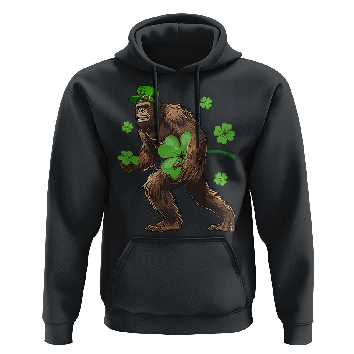 St Patricks Day Bigfoot Hoodie Funny Sasquatch Shamrock