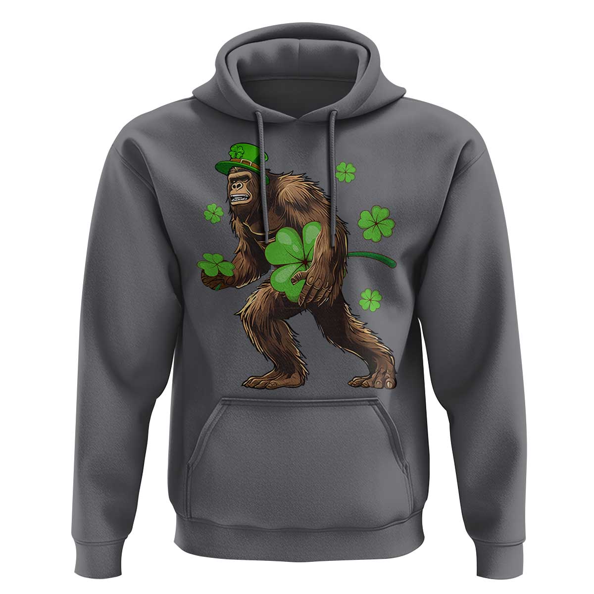St Patricks Day Bigfoot Hoodie Funny Sasquatch Shamrock