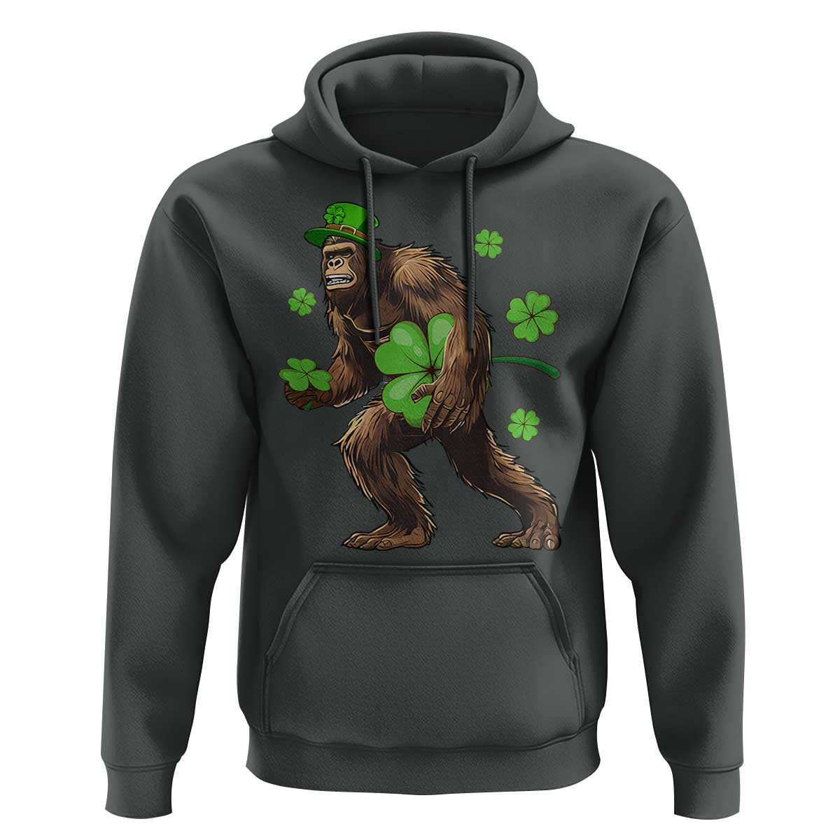 St Patricks Day Bigfoot Hoodie Funny Sasquatch Shamrock