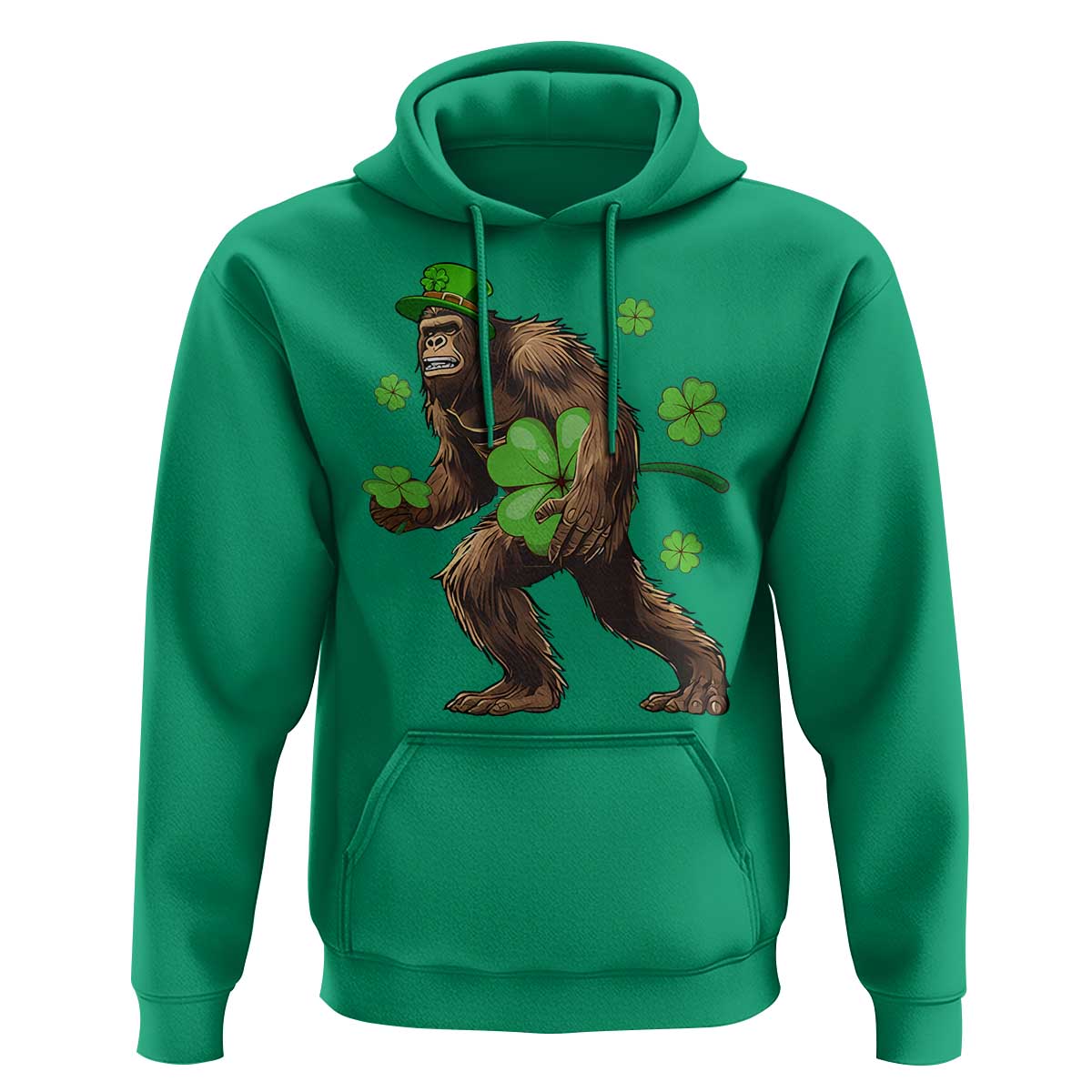 St Patricks Day Bigfoot Hoodie Funny Sasquatch Shamrock