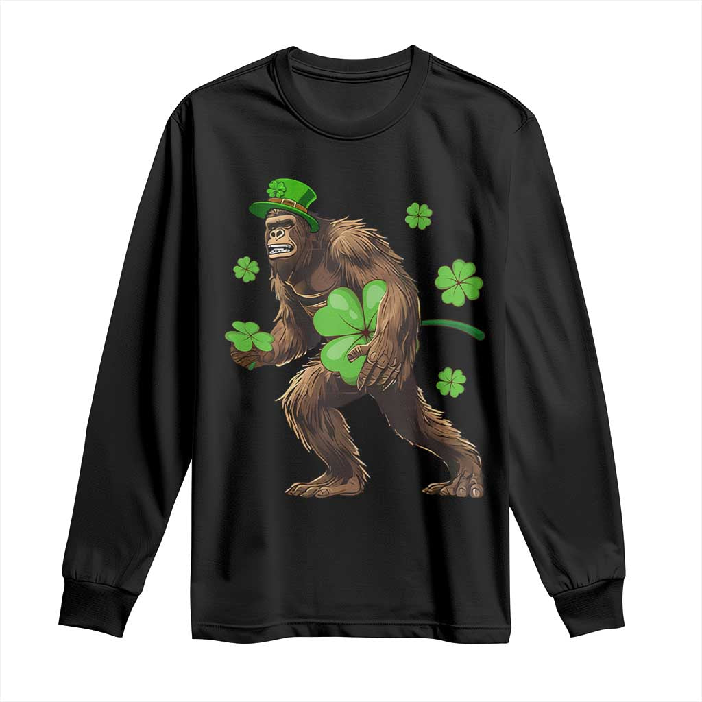 St Patricks Day Bigfoot Long Sleeve Shirt Funny Sasquatch Shamrock