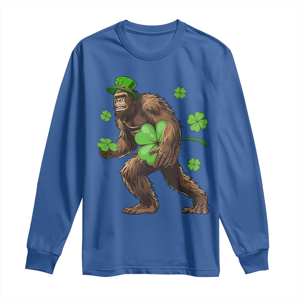 St Patricks Day Bigfoot Long Sleeve Shirt Funny Sasquatch Shamrock