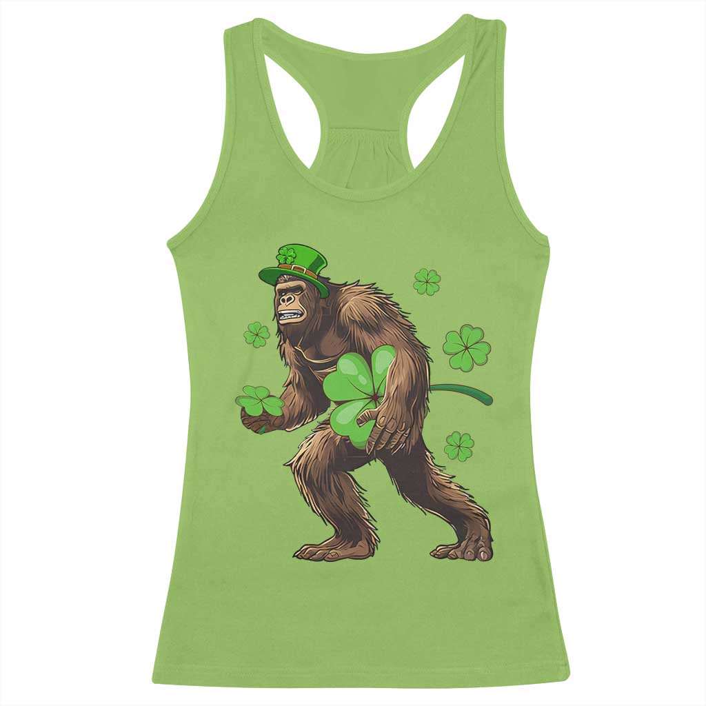 St Patricks Day Bigfoot Racerback Tank Top Funny Sasquatch Shamrock