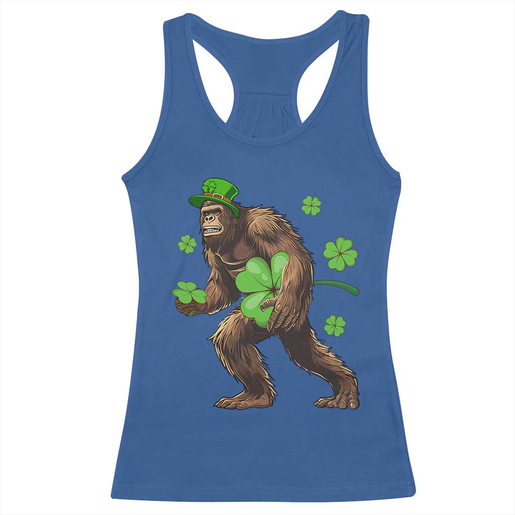 St Patricks Day Bigfoot Racerback Tank Top Funny Sasquatch Shamrock