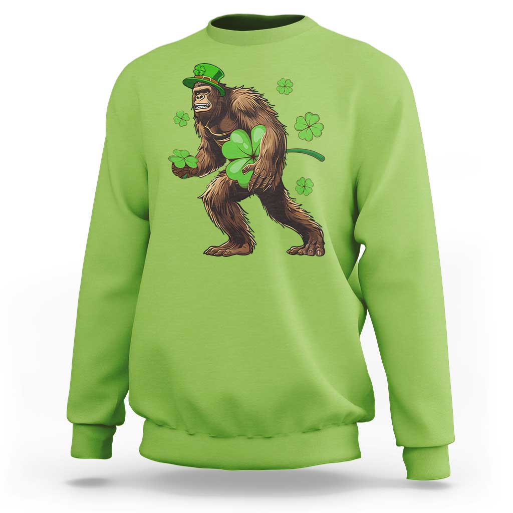 St Patricks Day Bigfoot Sweatshirt Funny Sasquatch Shamrock