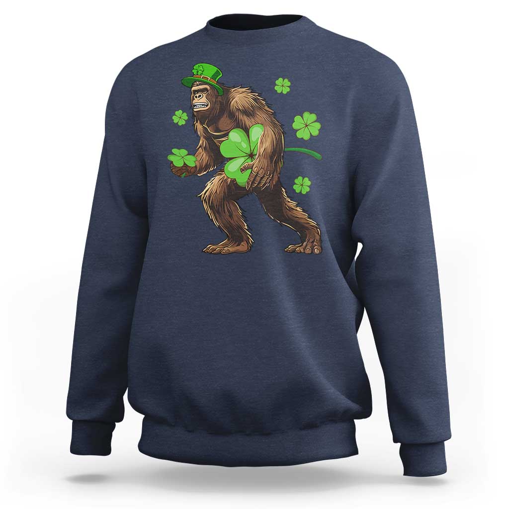 St Patricks Day Bigfoot Sweatshirt Funny Sasquatch Shamrock
