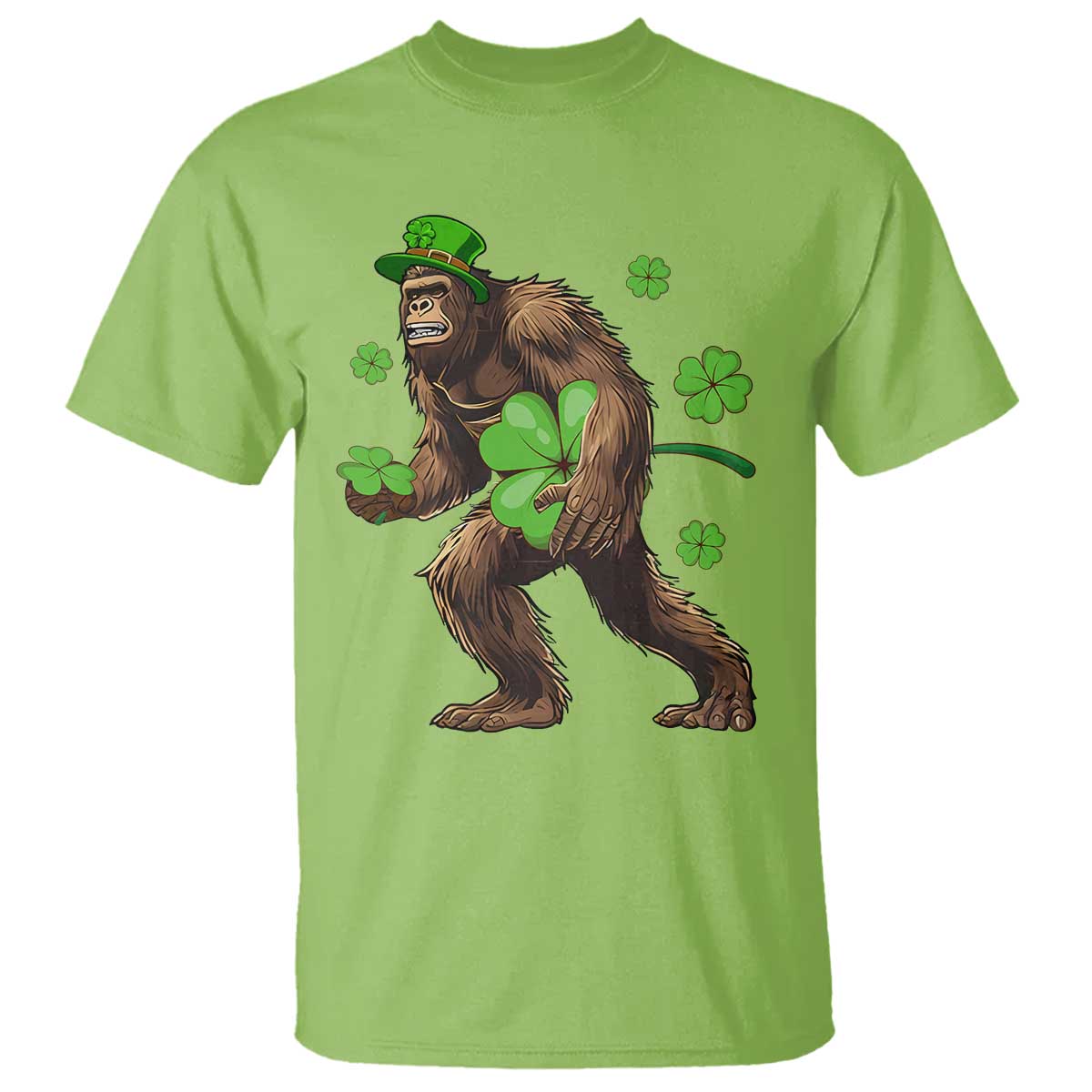 St Patricks Day Bigfoot T Shirt Funny Sasquatch Shamrock