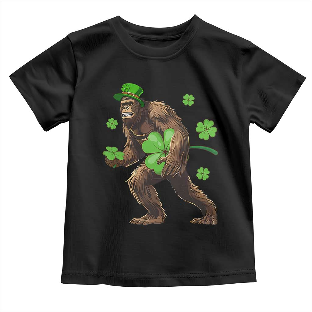 St Patricks Day Bigfoot Toddler T Shirt Funny Sasquatch Shamrock