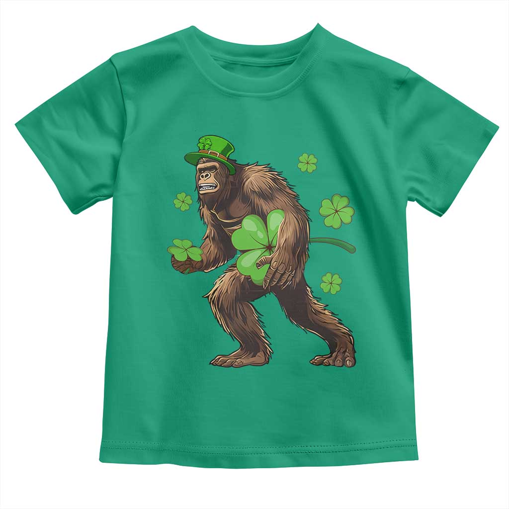 St Patricks Day Bigfoot Toddler T Shirt Funny Sasquatch Shamrock
