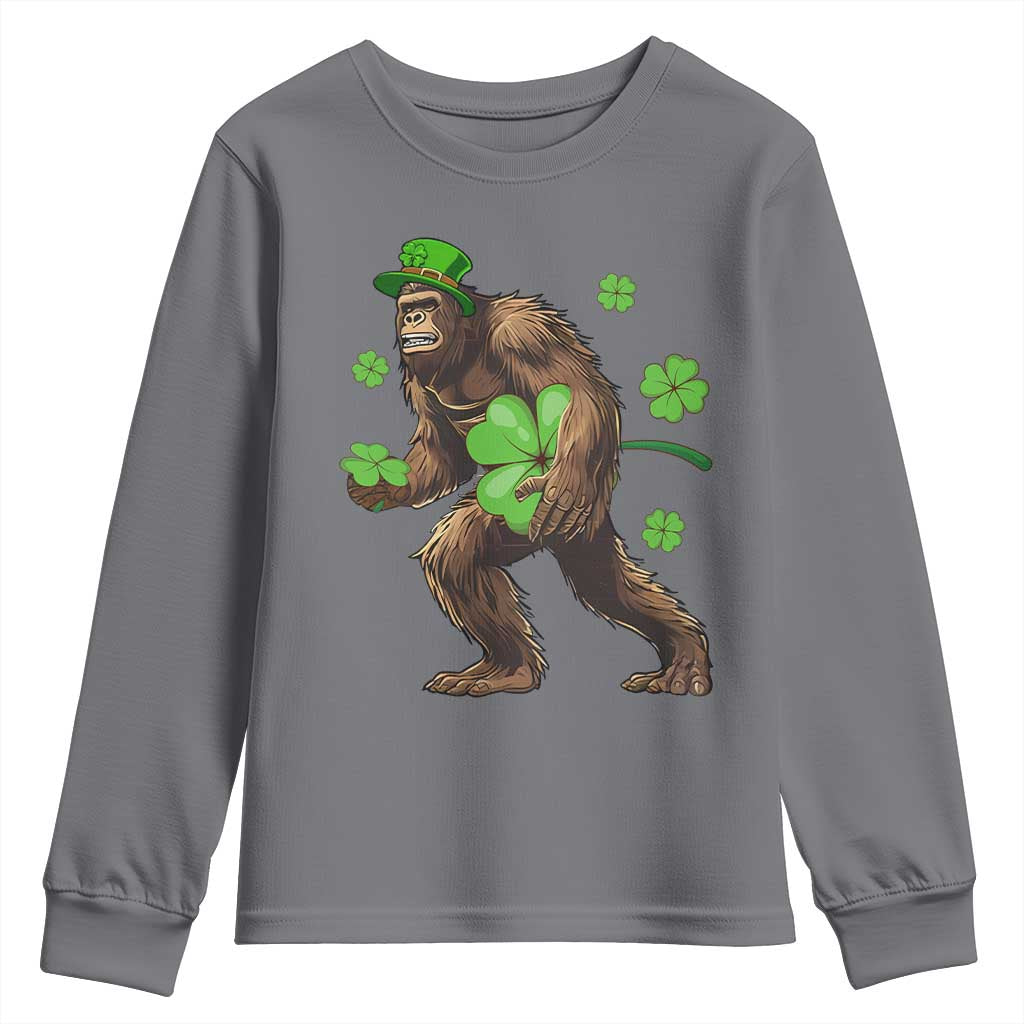 St Patricks Day Bigfoot Youth Sweatshirt Funny Sasquatch Shamrock
