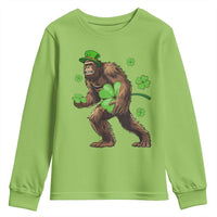 St Patricks Day Bigfoot Youth Sweatshirt Funny Sasquatch Shamrock