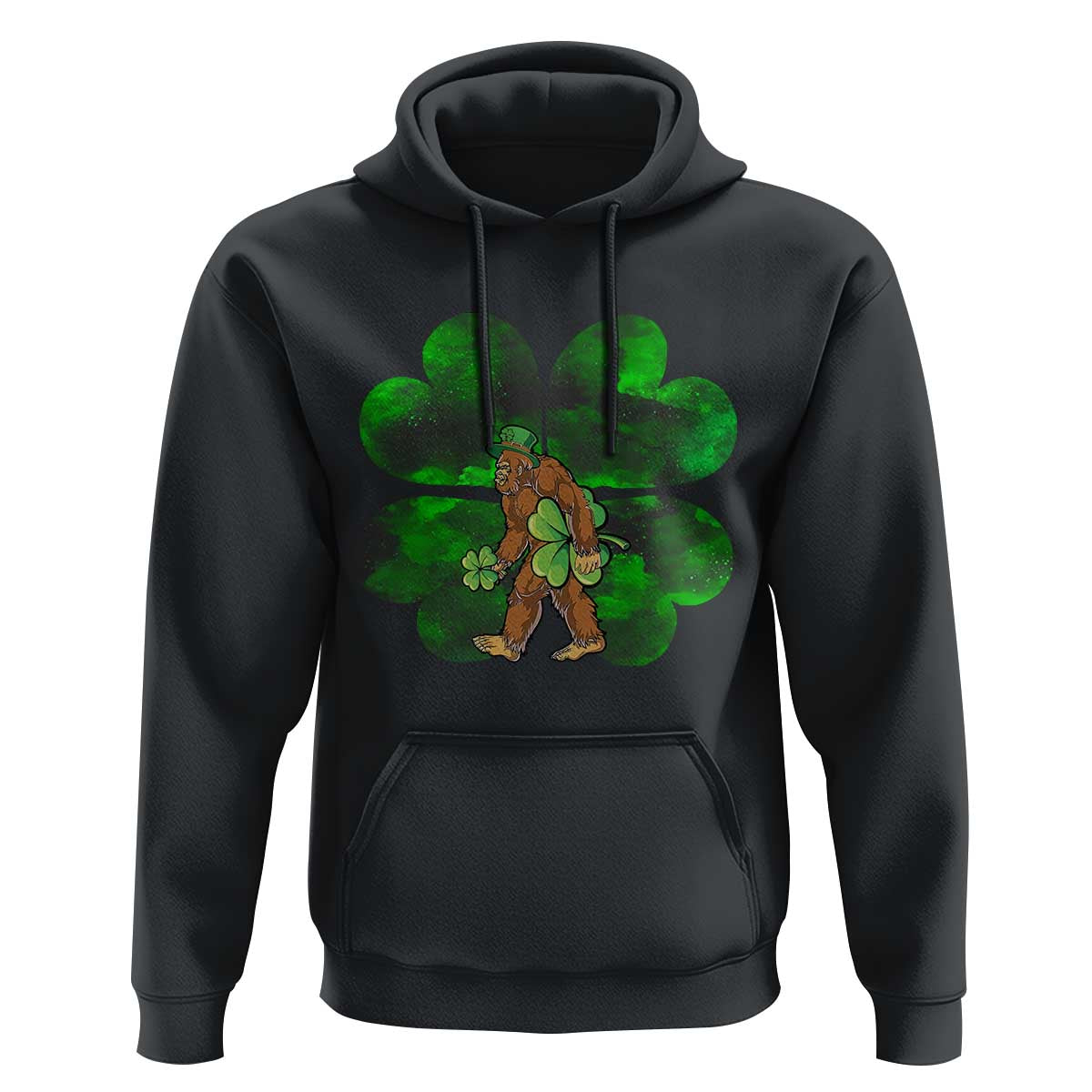 St Patricks Day Lucky Shamrock Bigfoot Hoodie Funny Sasquatch Irish
