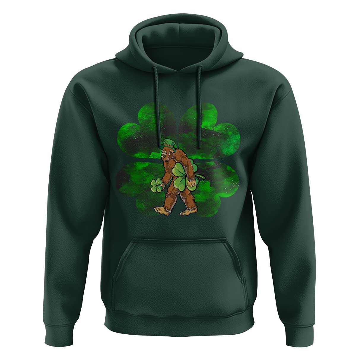 St Patricks Day Lucky Shamrock Bigfoot Hoodie Funny Sasquatch Irish