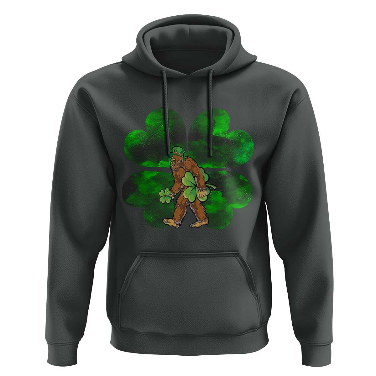 St Patricks Day Lucky Shamrock Bigfoot Hoodie Funny Sasquatch Irish