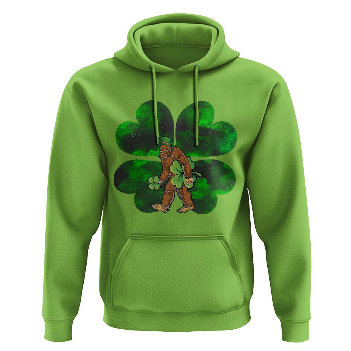 St Patricks Day Lucky Shamrock Bigfoot Hoodie Funny Sasquatch Irish