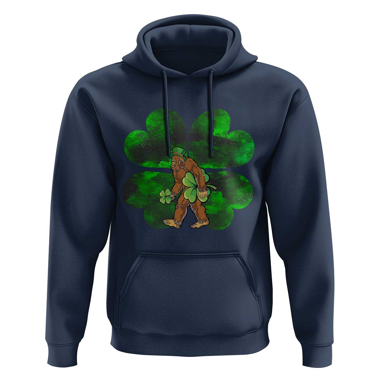 St Patricks Day Lucky Shamrock Bigfoot Hoodie Funny Sasquatch Irish