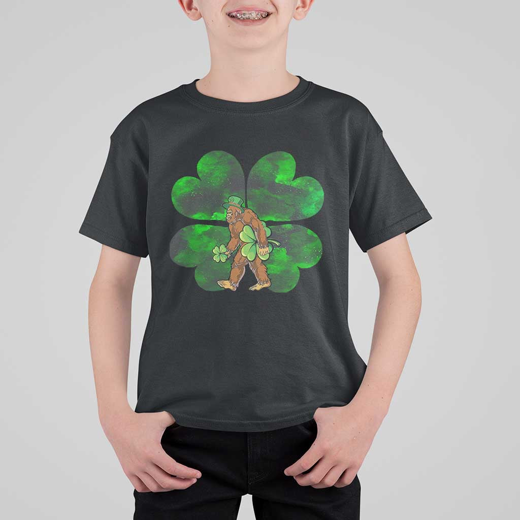 St Patricks Day Lucky Shamrock Bigfoot T Shirt For Kid Funny Sasquatch Irish