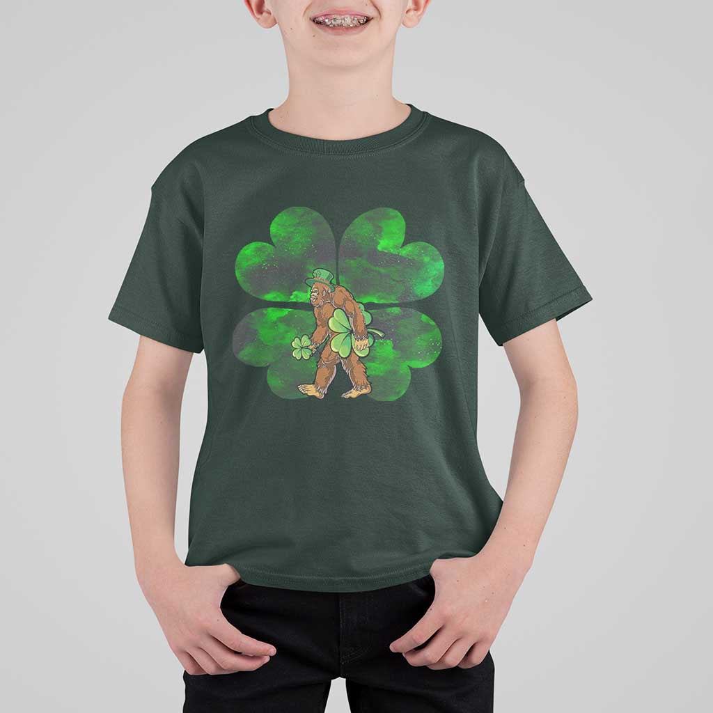 St Patricks Day Lucky Shamrock Bigfoot T Shirt For Kid Funny Sasquatch Irish