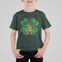 St Patricks Day Lucky Shamrock Bigfoot T Shirt For Kid Funny Sasquatch Irish